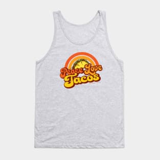 PEACE LOVE TACOS - Distressed Retro Rainbow Tank Top